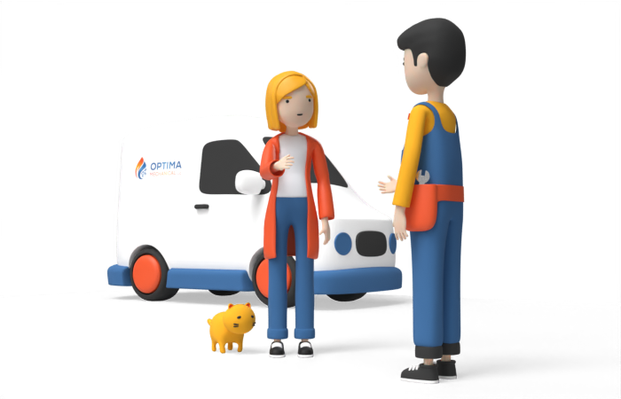 Girl speaking with Technician