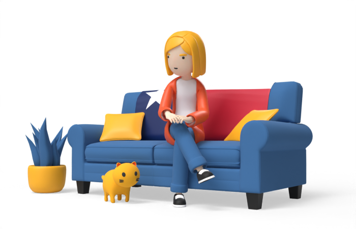 Girl with Cat Illustration